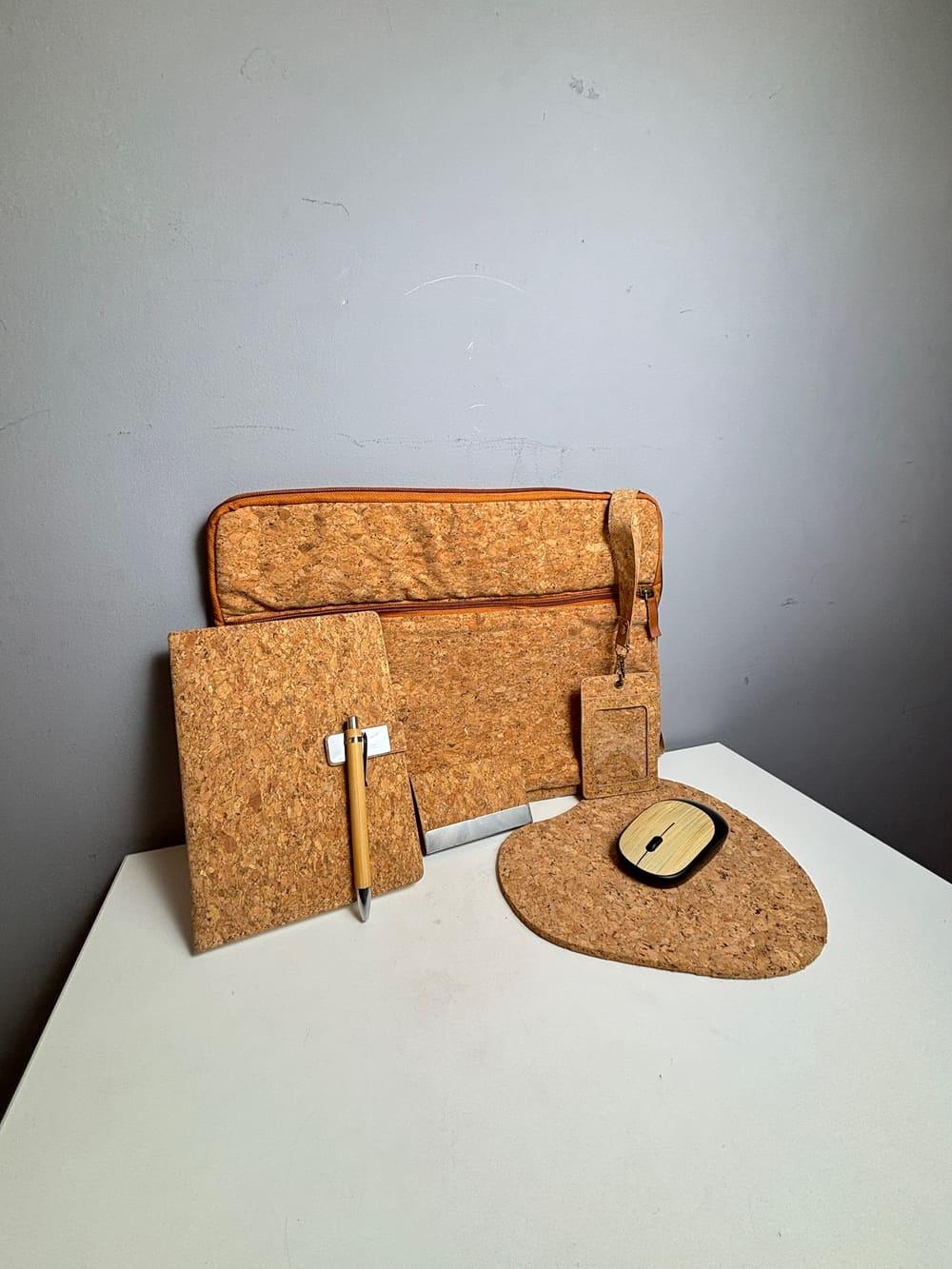 cork laptop sleeve, Cork diary, cork lanyard, cork mouse pad, cork card holder, bambo pen, bamboo mouse
