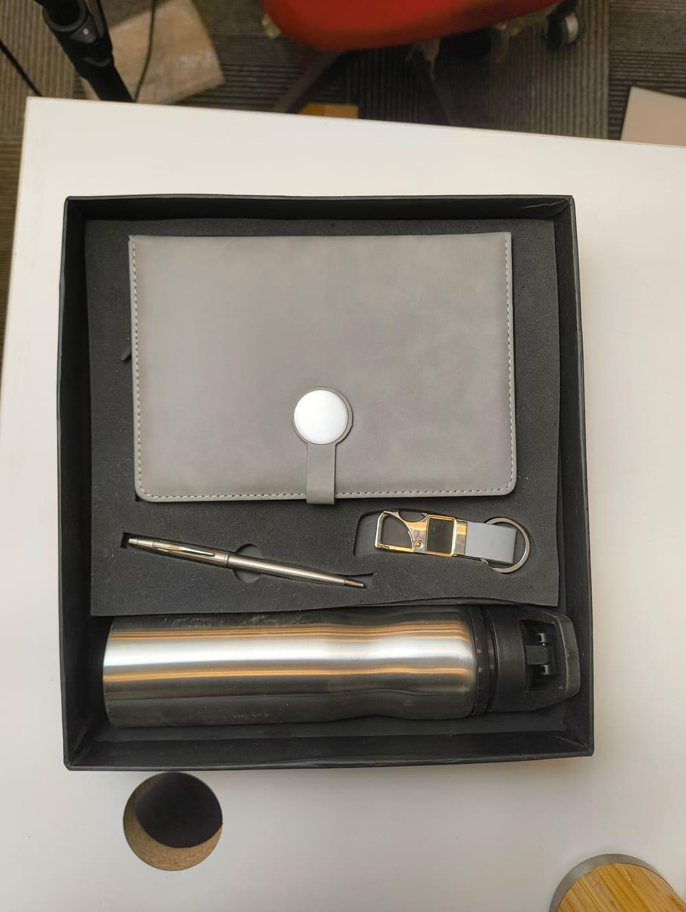 Diary, Pen, Keychain & Bottle