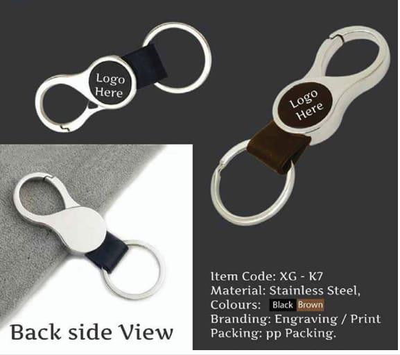 leather + metal keychain