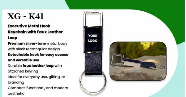 leather + metal keychain
