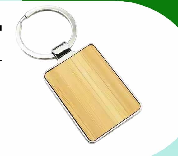 Square bamboo keychain